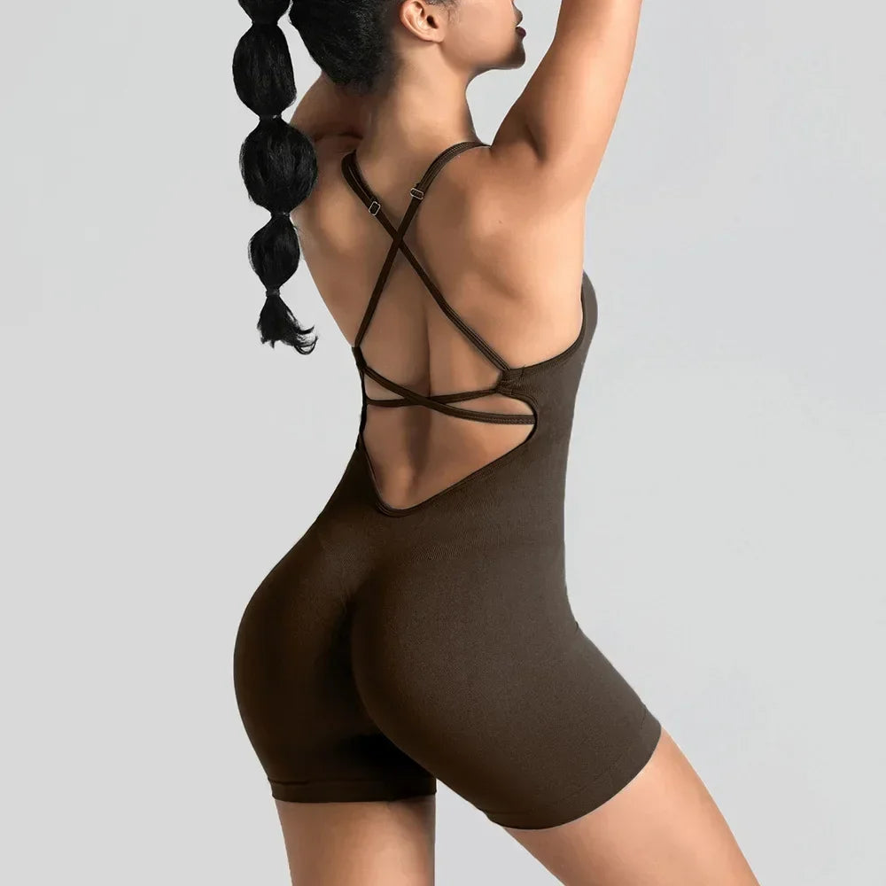 Hershey Tight Fitting High Elasticity Integrated Exercise Workwear Sports Jumpsuit