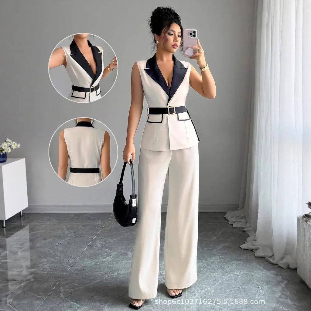 Ana Vest Suit Outfits Office Lady  2 Piece Sets