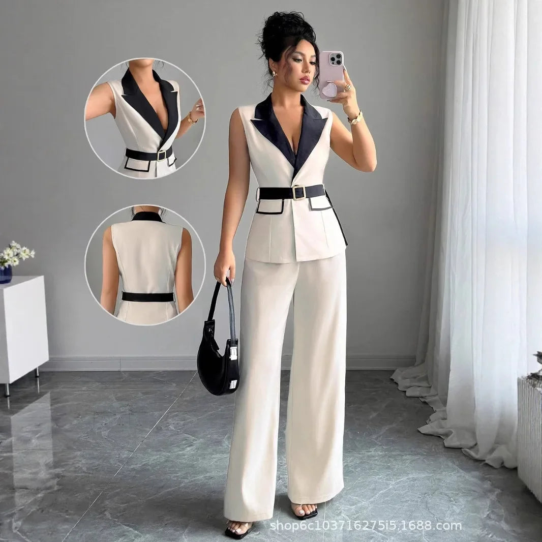 Ana Vest Suit Outfits Office Lady  2 Piece Sets