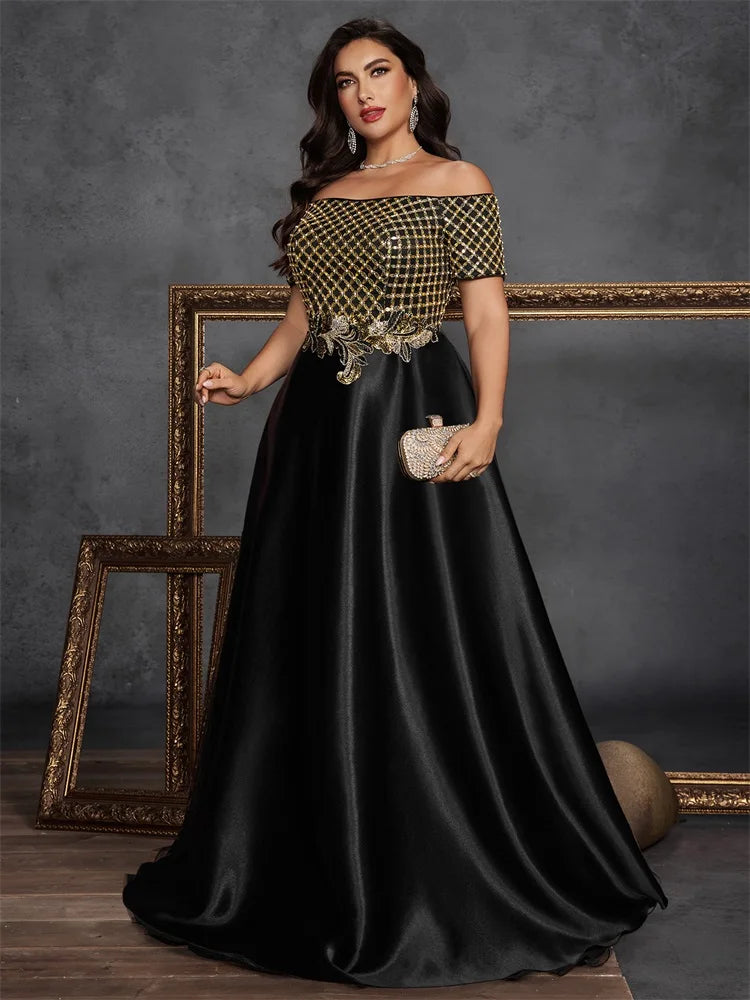 Luna Plus Size Elegant Sequins Splicing Formal Evening Dress