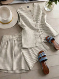 Yudy Summer New Striped Sleeveless Two Piece Sets