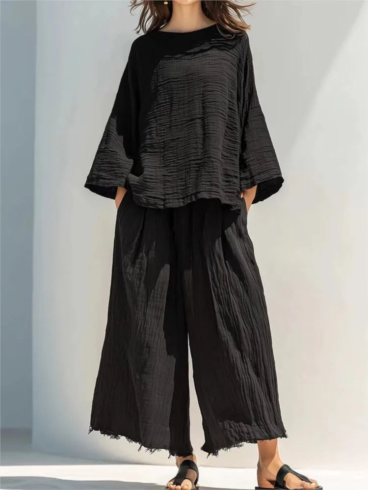 Keysi Relaxed Round Neck Two Piece Sets