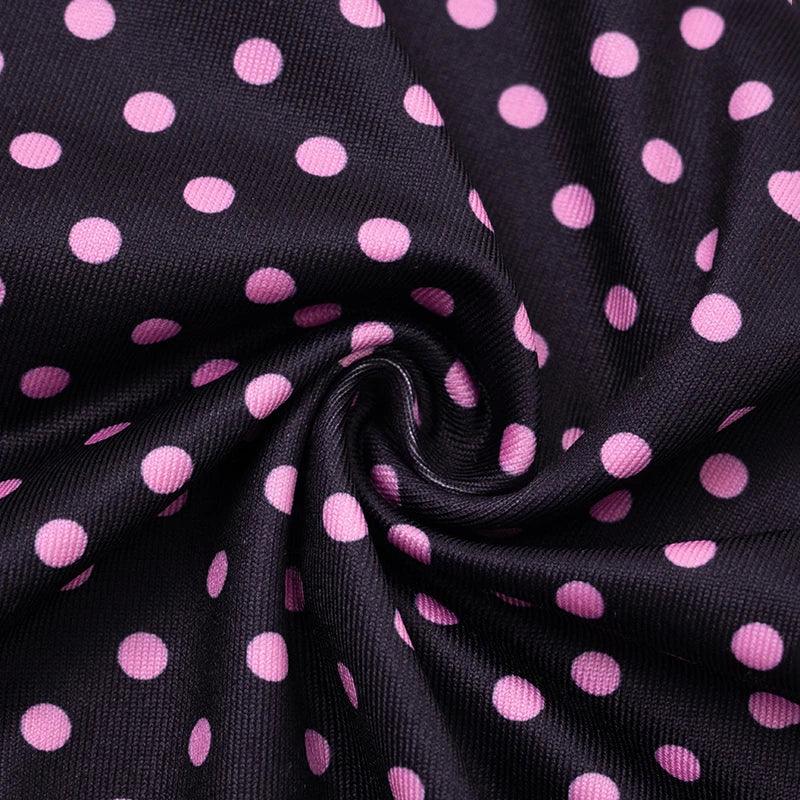 Mattituk Puss Polka Dot Print Women Tracksuit Zip Crop Two Piece Set
