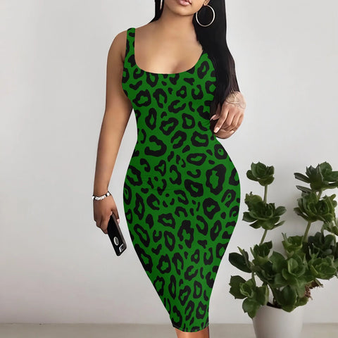 Watchung Leopard Print Sleeveless Bodycon Tank Dress Plus Size Outfits