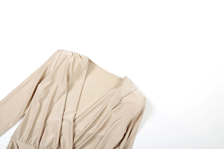 Rochester Puss Cross Ruched Patchwork Deep v-Neck Elegant Jumpsuit