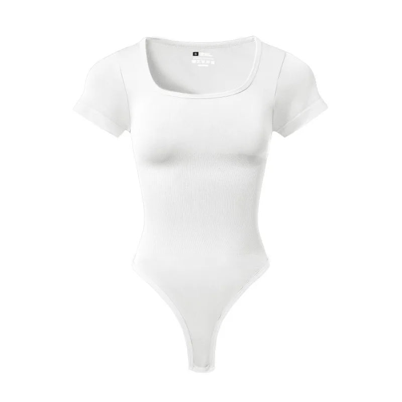 Women Plus Size Yoga Jumpsuit Seamless Square Neck High Elastic Workout Running Sport Jumpsuit