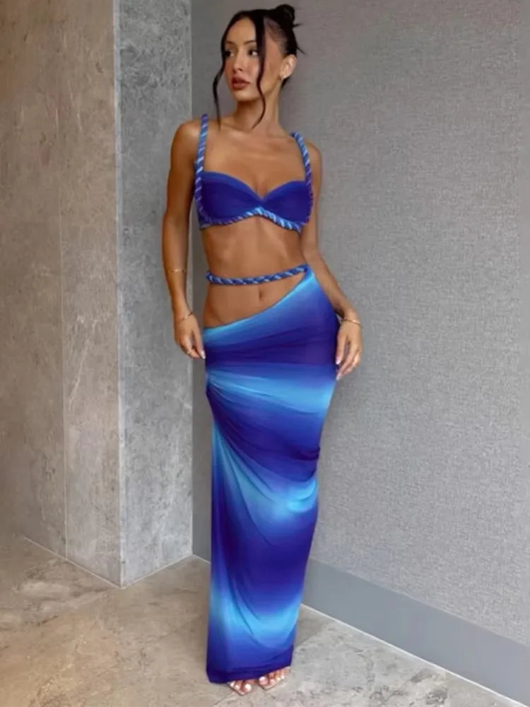 Zoe Weird Puss Bandage Ruched Two Piece Sets