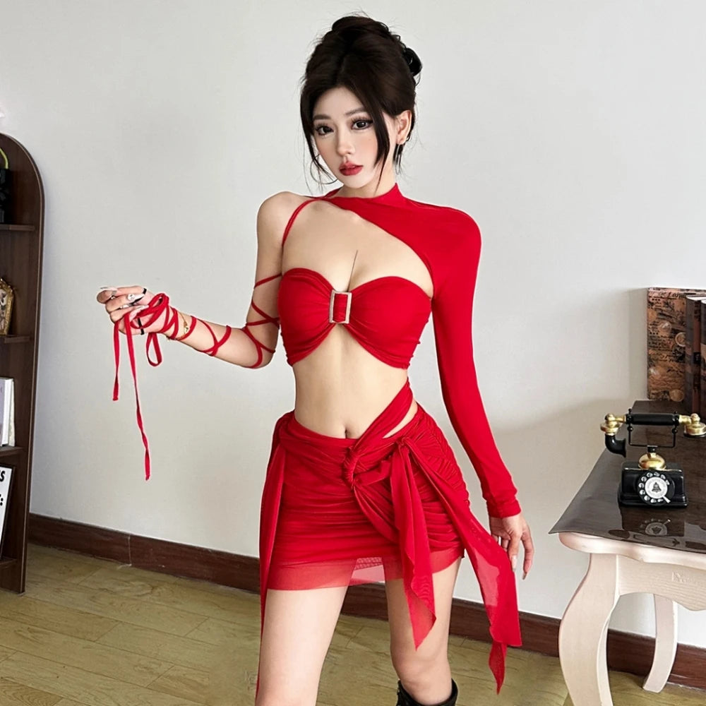 Maria Irregular Shirring Full Sleeve Two Piece Sets