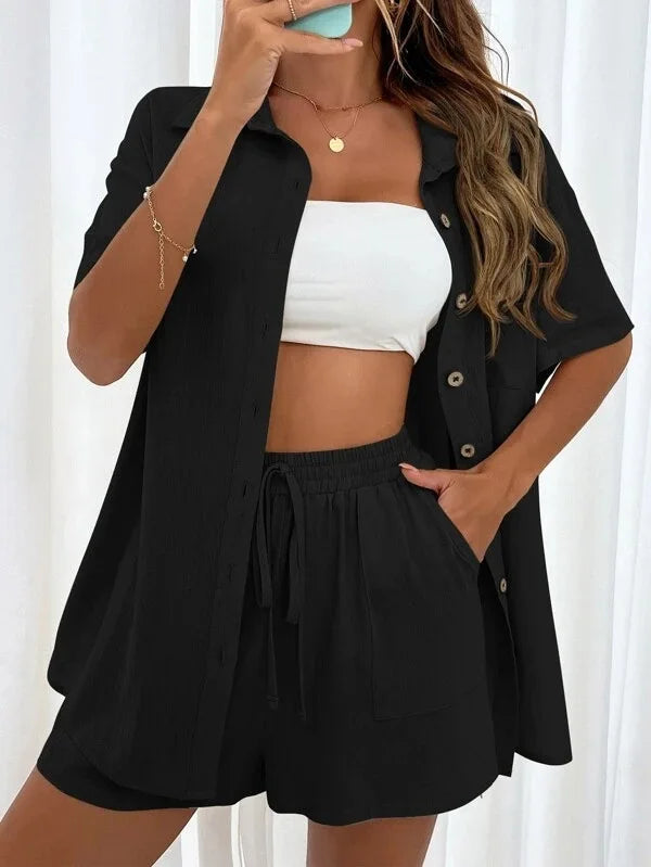 Gabi Long Sleeve Single Broad legged Two Piece Sets