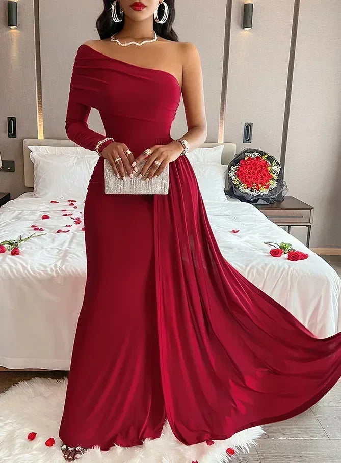 Barrie Elegant Backless Sleeveless Off Shoulder Maxi Dress