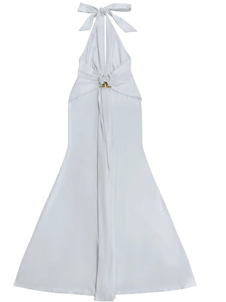 Bethelem Halter Maxi Elegant Backless Ruched Bodycon Long Gown Party Dress