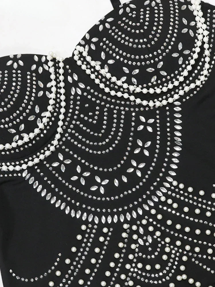 Baltimore Sparkly Crystal Rhinestone Pearl Celebrities Gown Brown Dress