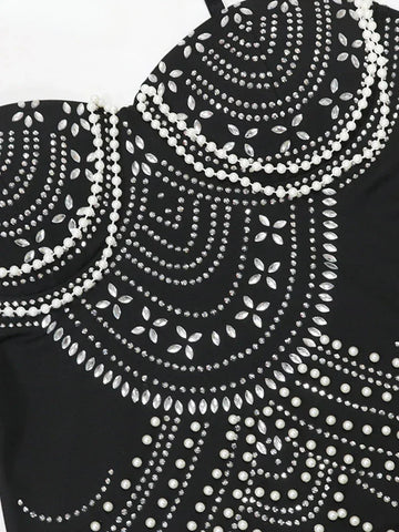 Baltimore Sparkly Crystal Rhinestone Pearl Celebrities Gown Brown Dress