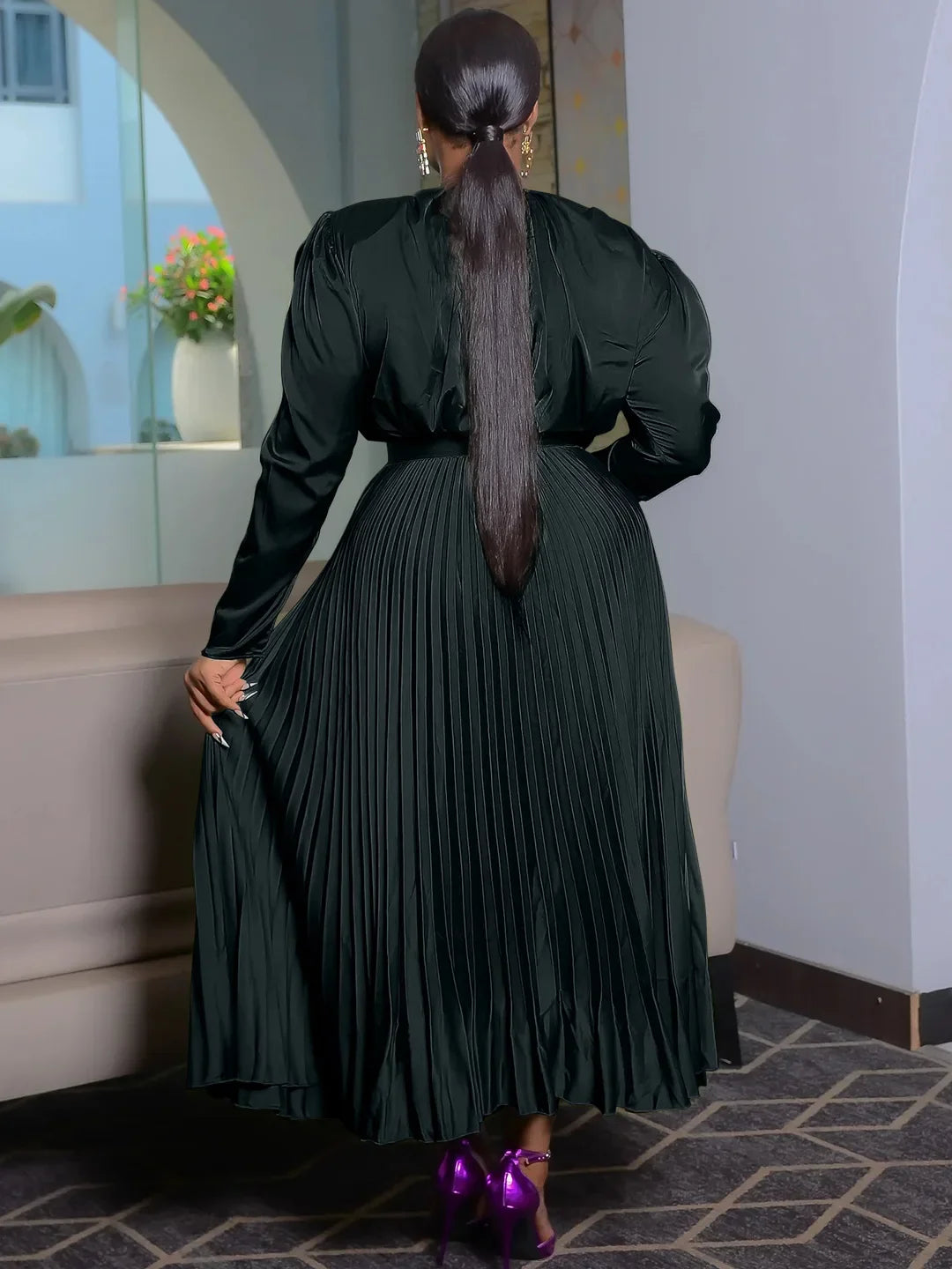 Darian V-neck Pleated Maxi Two 2 Piece Set