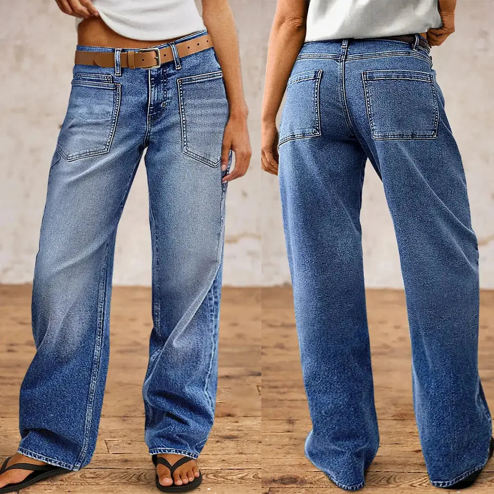 Jeans Denim Pant Women Vintage Wide Leg Long Pants Casual Loose High Waist Straight