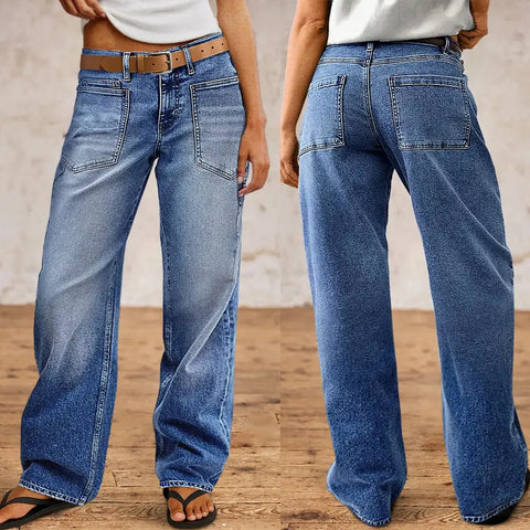 Jeans Denim Pant Women Vintage Wide Leg Long Pants Casual Loose High Waist Straight