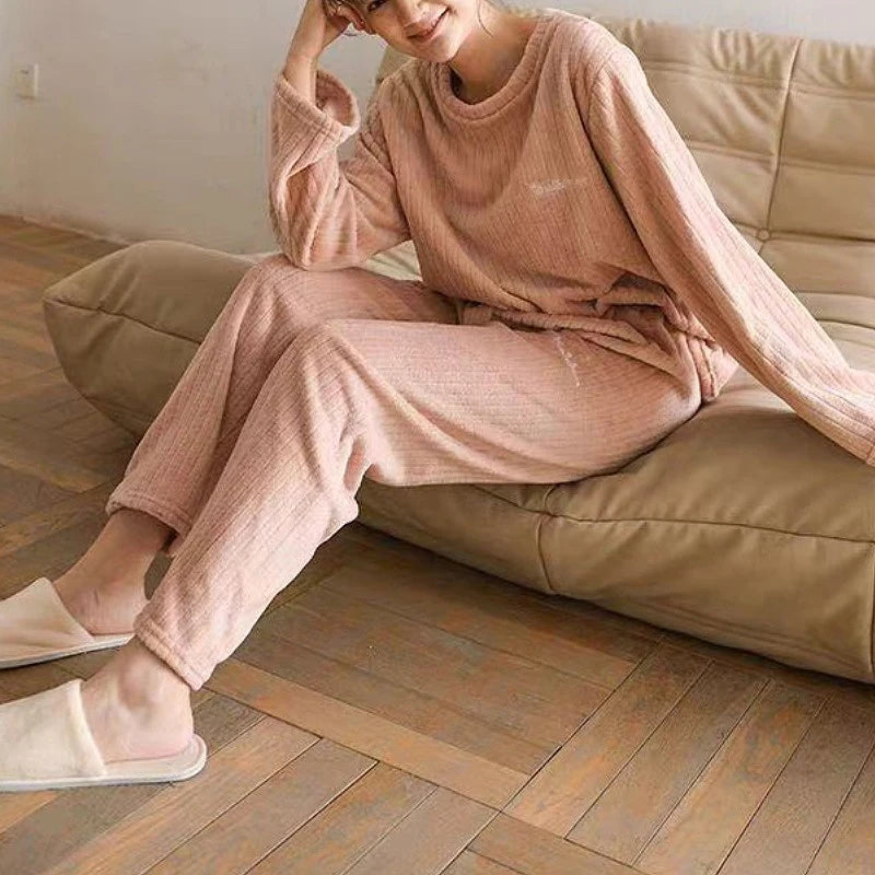 Lia Autumn Winter Plaid O-Neck Pullover Two Piece Sets
