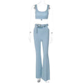 Oyster Bay Cutout Waist with Belt Wide Leg Flare Outfits Two Piece Set