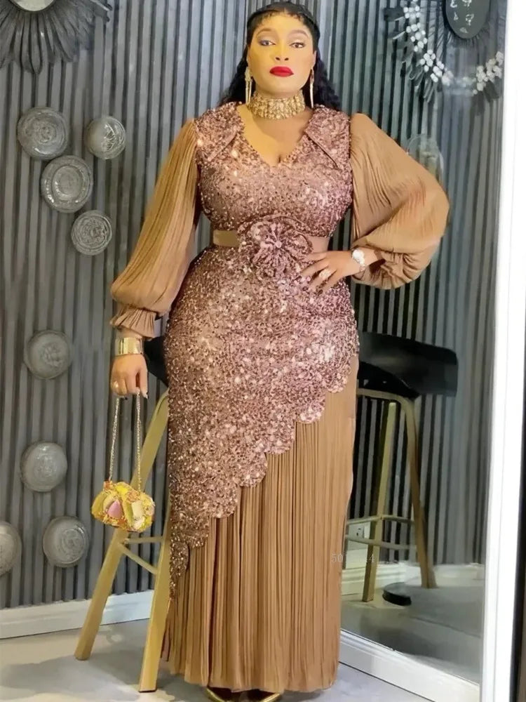 Wisconsin Plus Size Sequin Evening Party Long Elegant Dress