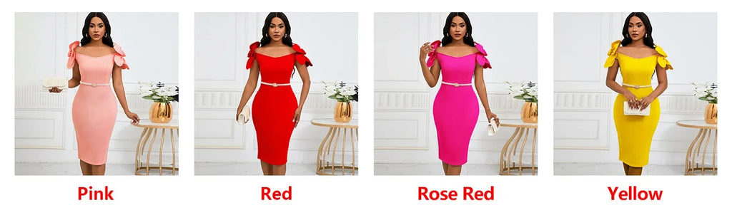 Rochelle Park Socialite Elegant Three-dimensional Flower Elegant Banquet Dress