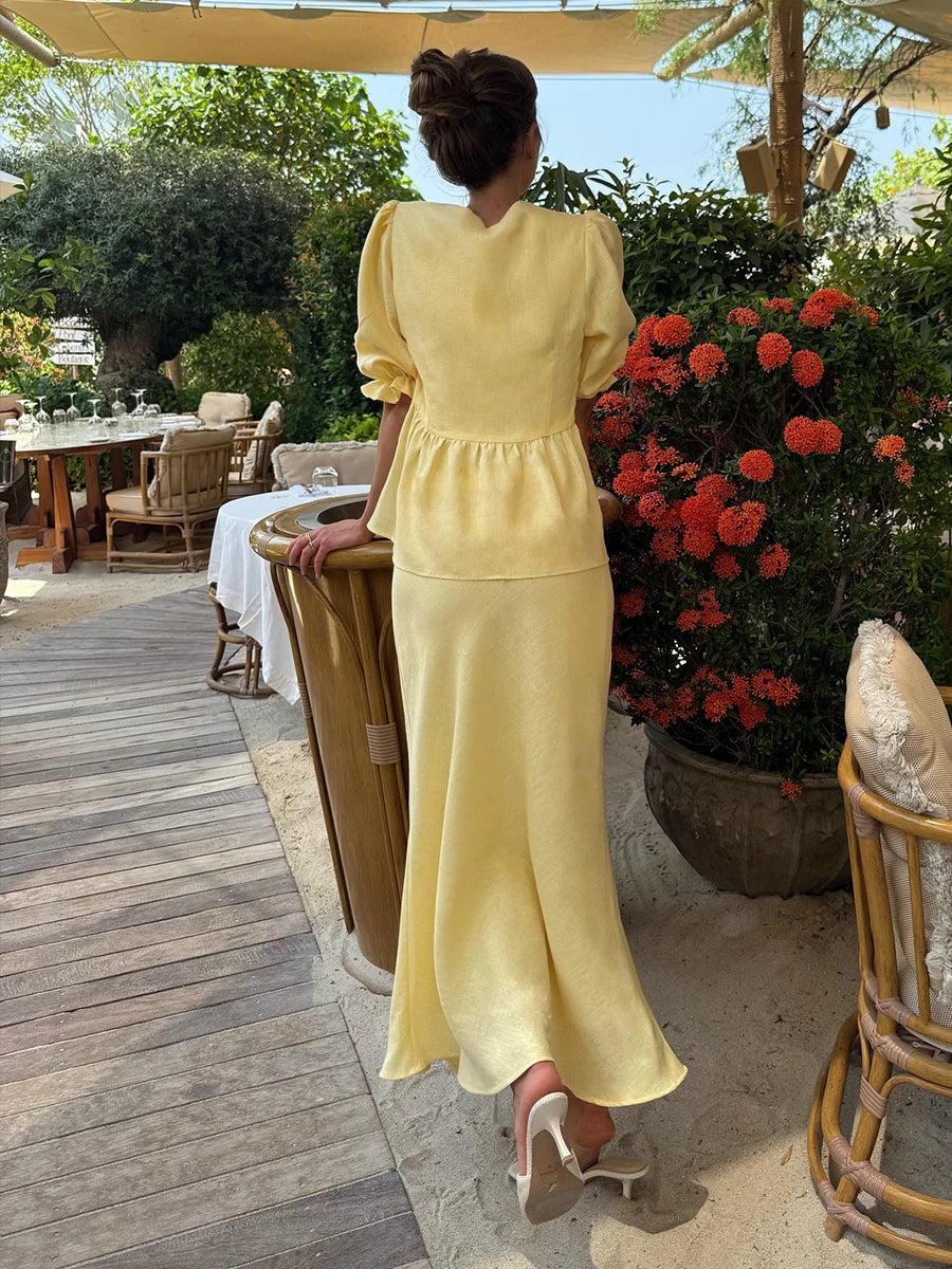 Zerimar Bubble Sleeve Loose Casual Two Piece Sets
