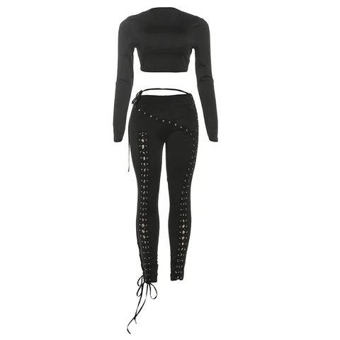 Mahopac Crop Shirring Irregular Hem Skinny Tracksuit Set