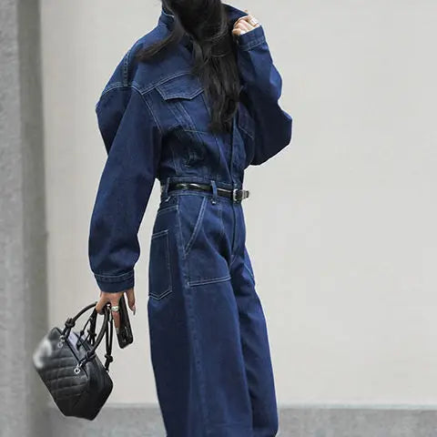 Jumpsuits Women Autumn Spring Fashion New Safari Style Loose Long Sleeve Jumpsuits Office Lady