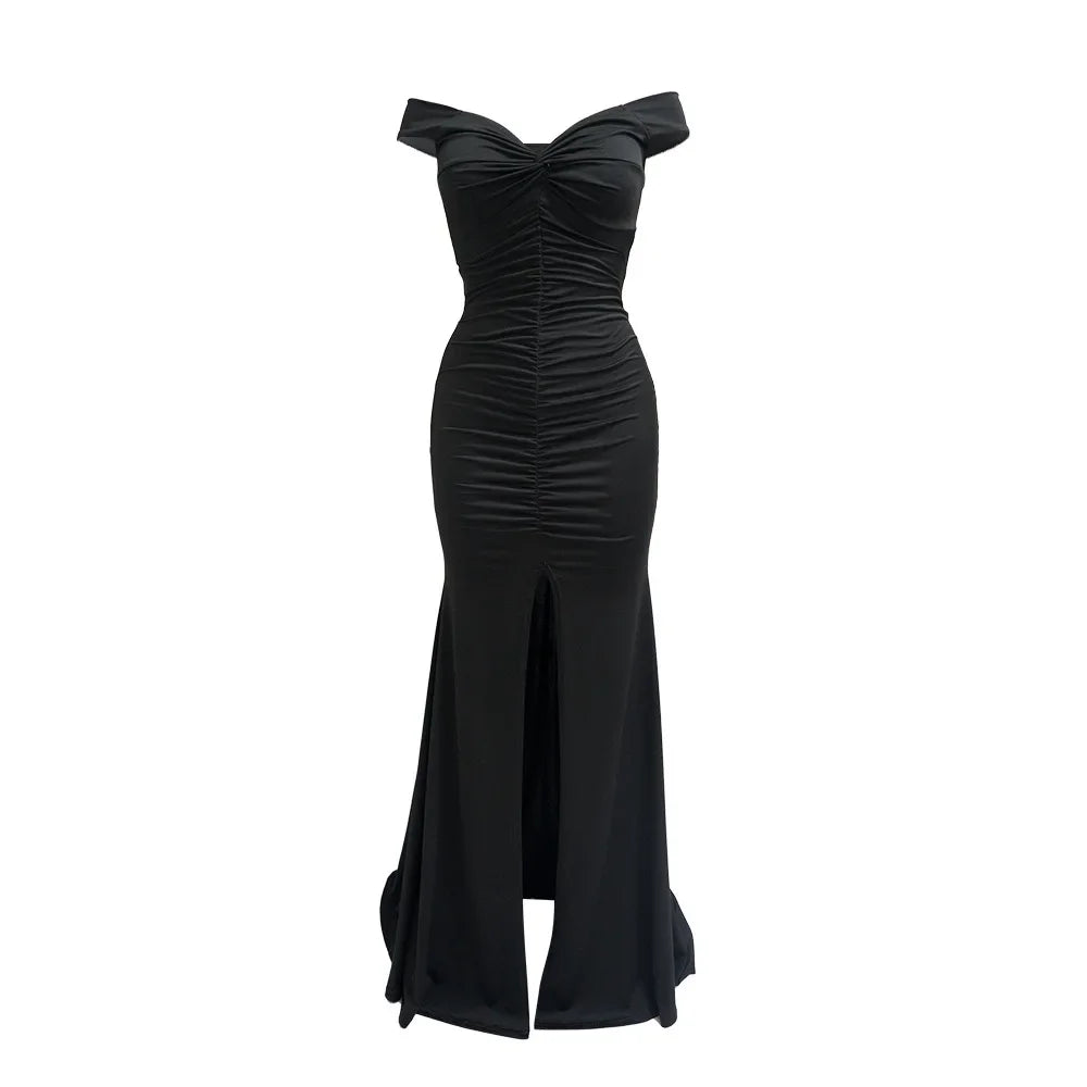 Toronto Banquet V Neck Sexy Satin Split Luxury Trailing Long Dresses