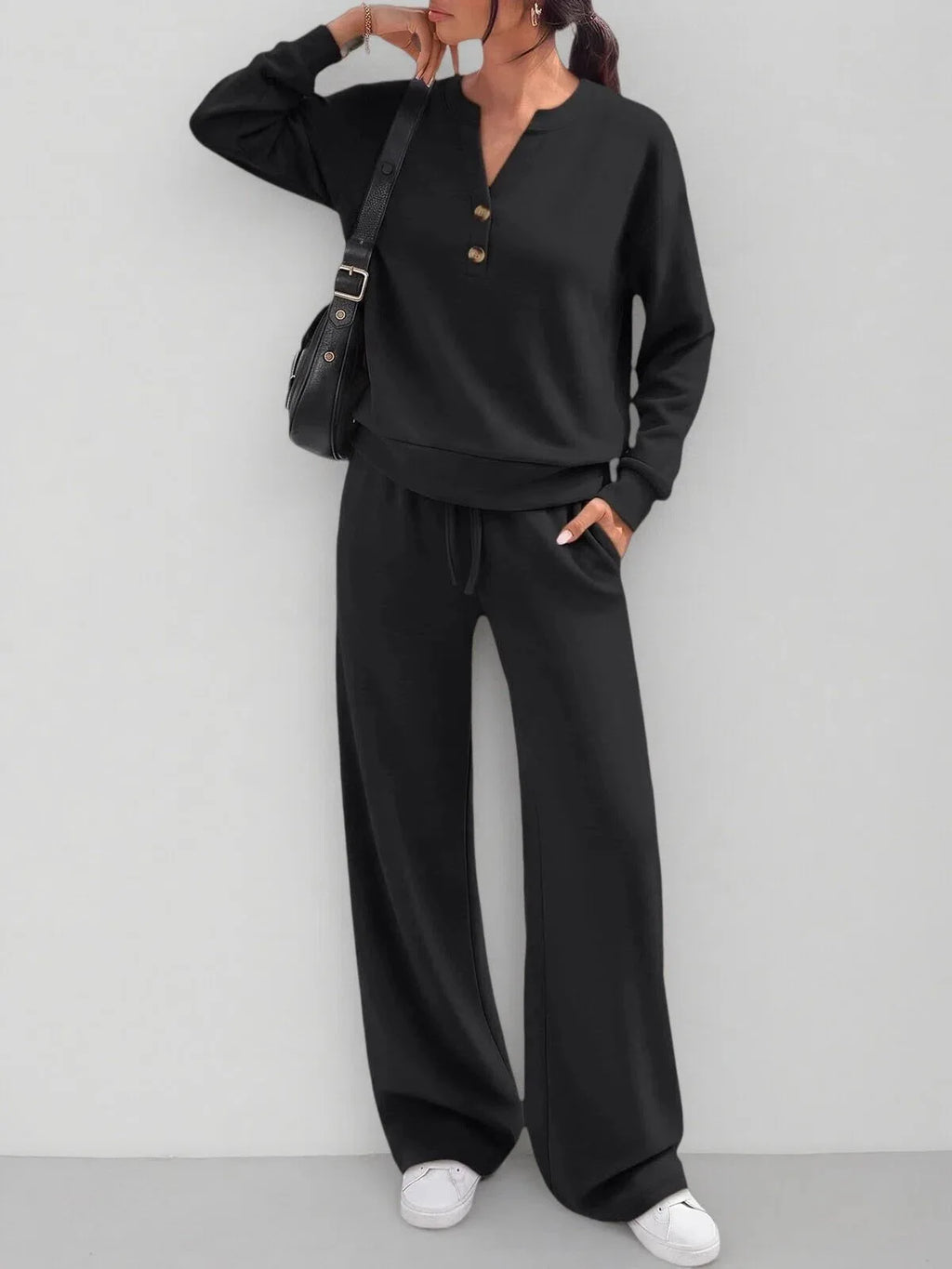 Maria Simple Style Fashionable Wide-leg Two Piece Sets