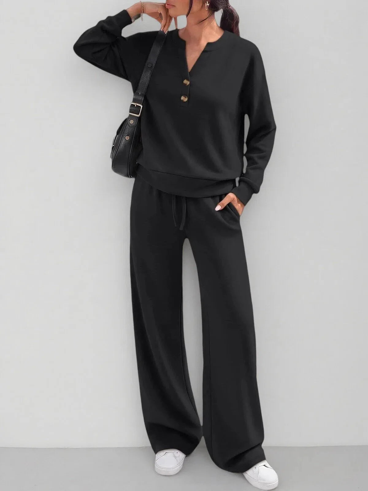 Maria Simple Style Fashionable Wide-leg Two Piece Sets