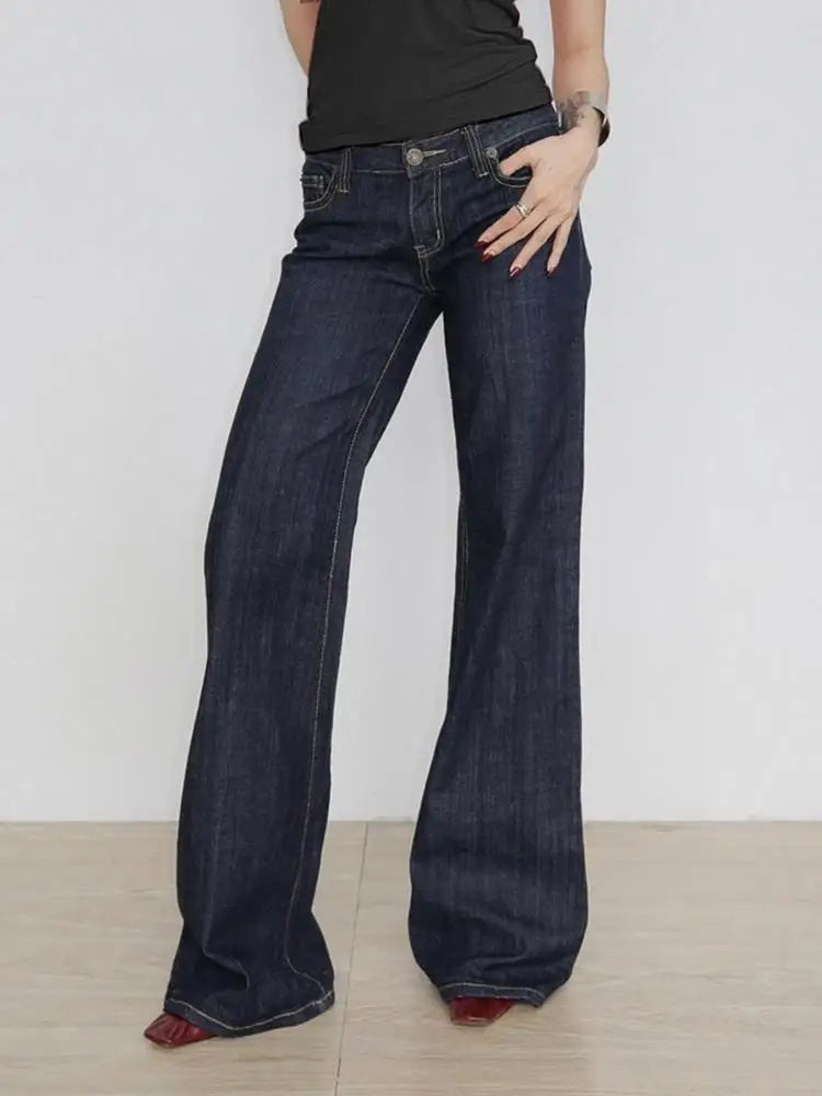 Women's Slim Fit Flared Jeans Y2K Vintage Low Rise Stretch Denim Pants