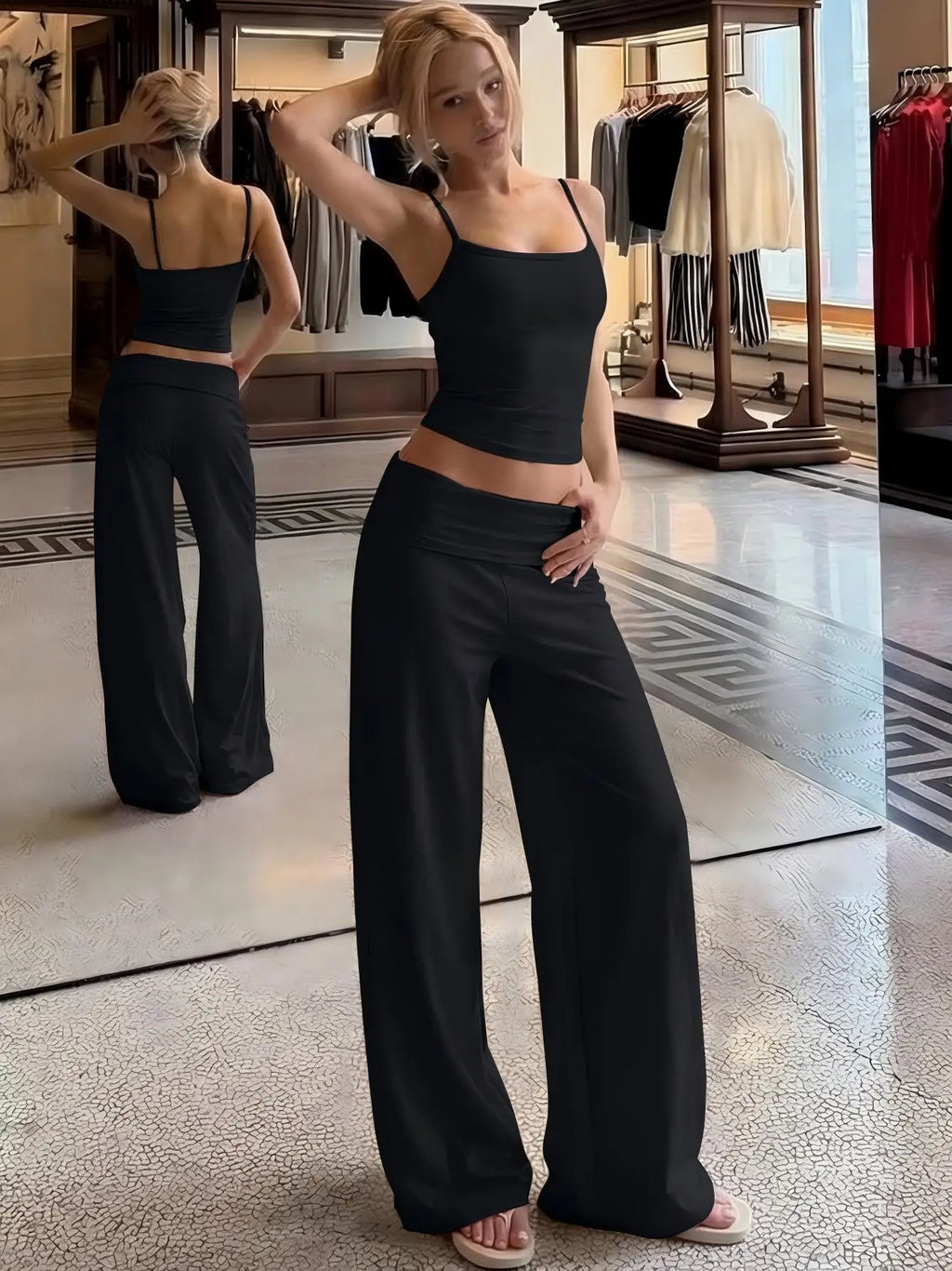 Jazmin Solid Slips Sexy Crop Two Piece Sets