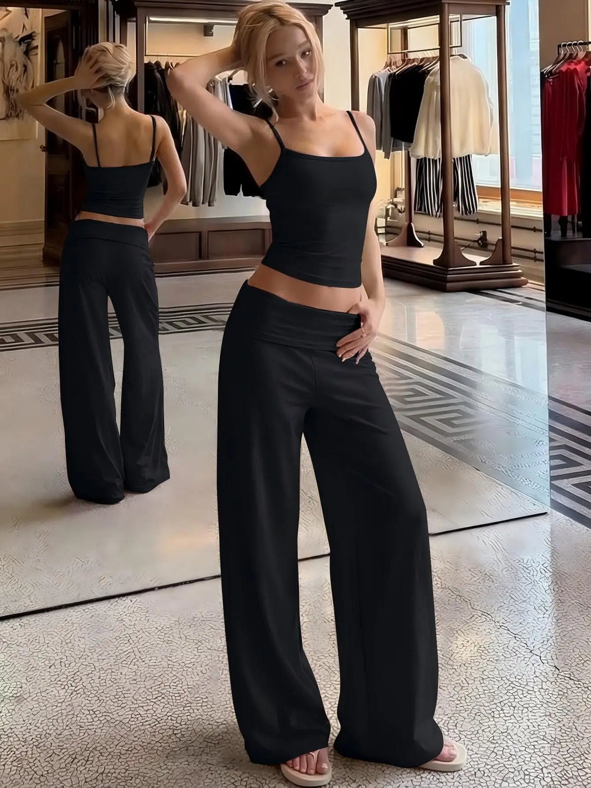 Jazmin Solid Slips Sexy Crop Two Piece Sets