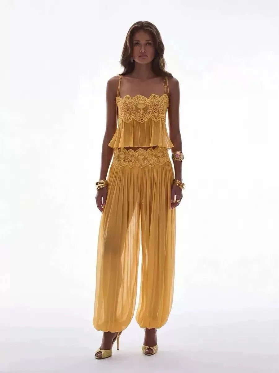 Melany Hollow Out Women's Elegant Two Piece Sets