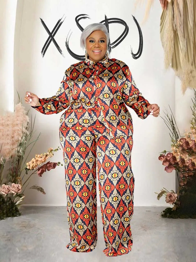 Masha Long Sleeve Outfit Plus Size Two Piece Sets