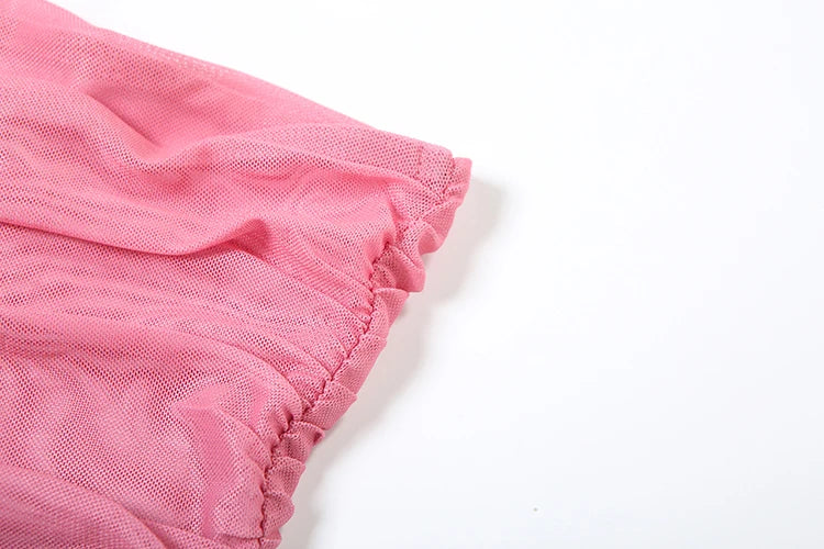 Edison Sexy See Through Dress Shawl Ruched Side Ribbon Coquette Skinny Dress