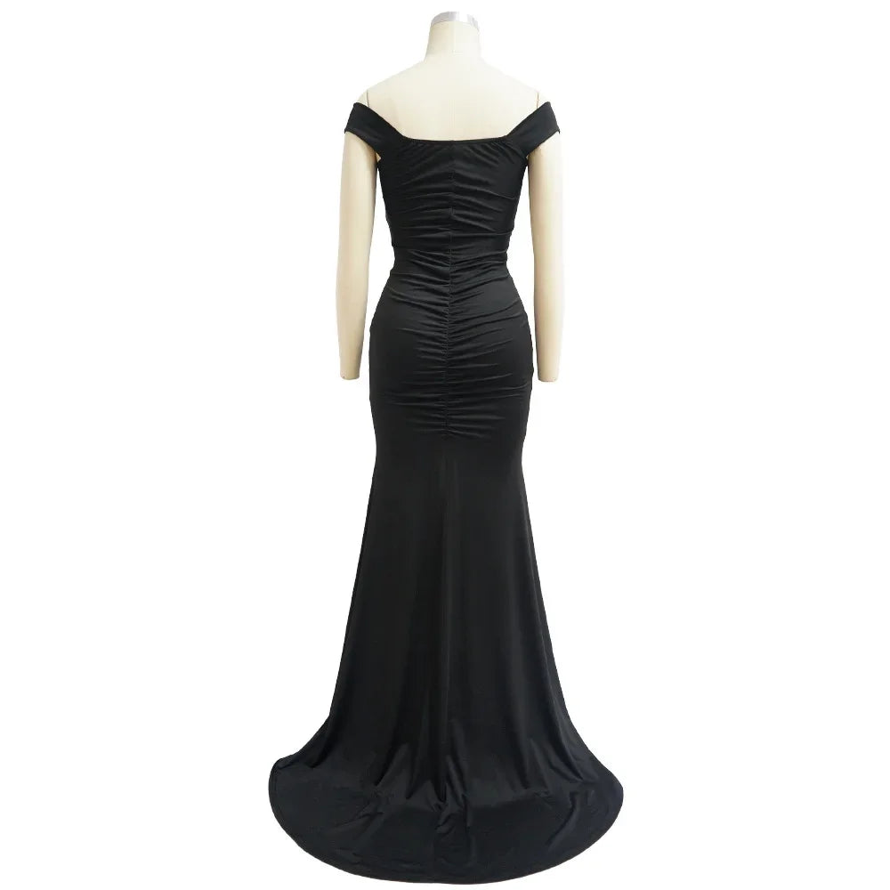 Toronto Banquet V Neck Sexy Satin Split Luxury Trailing Long Dresses
