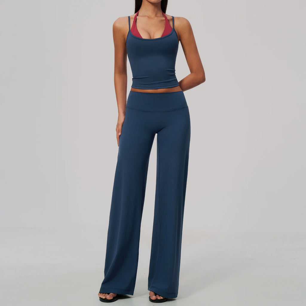 Camila Contrast Color Fitness Suit Tracksuit Two Piece Sets