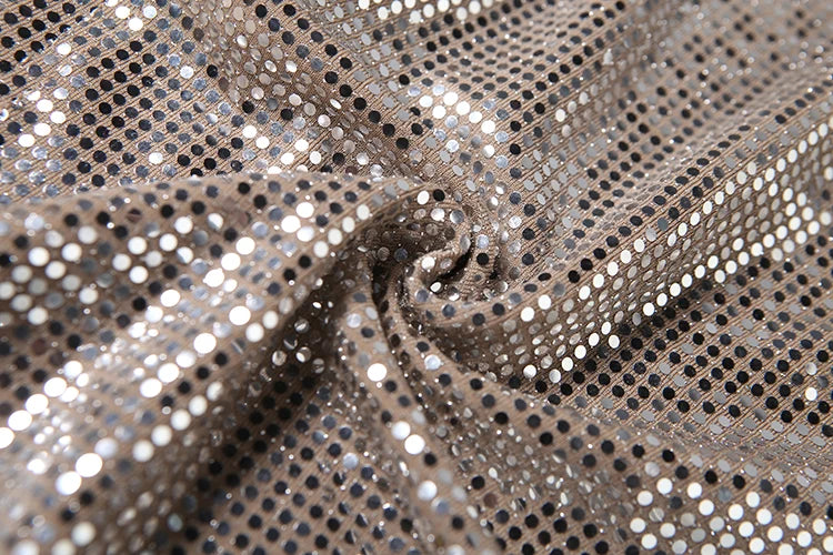 Irlanda Strapless Shiny Sequins Wrap Chest Backless Sleeveless Ruched High Splits Dress