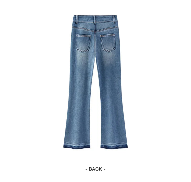 Las Vegas Slim Fit Flared Leg Solid Color Open Hem Denim