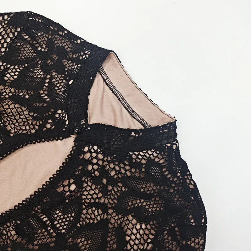 Grovecity Hollow Out Long Sleeve Cocktail Mini Dress