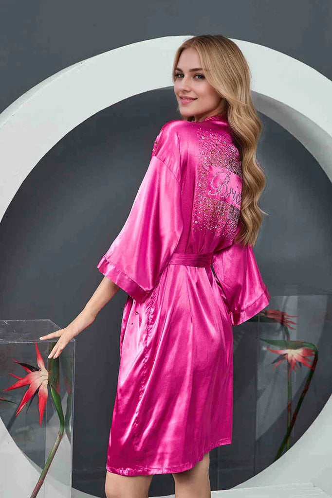 Luxurious Rhinestone Satin Custom Bridal and Bridesmaid Robe – Sparkling Elegance
