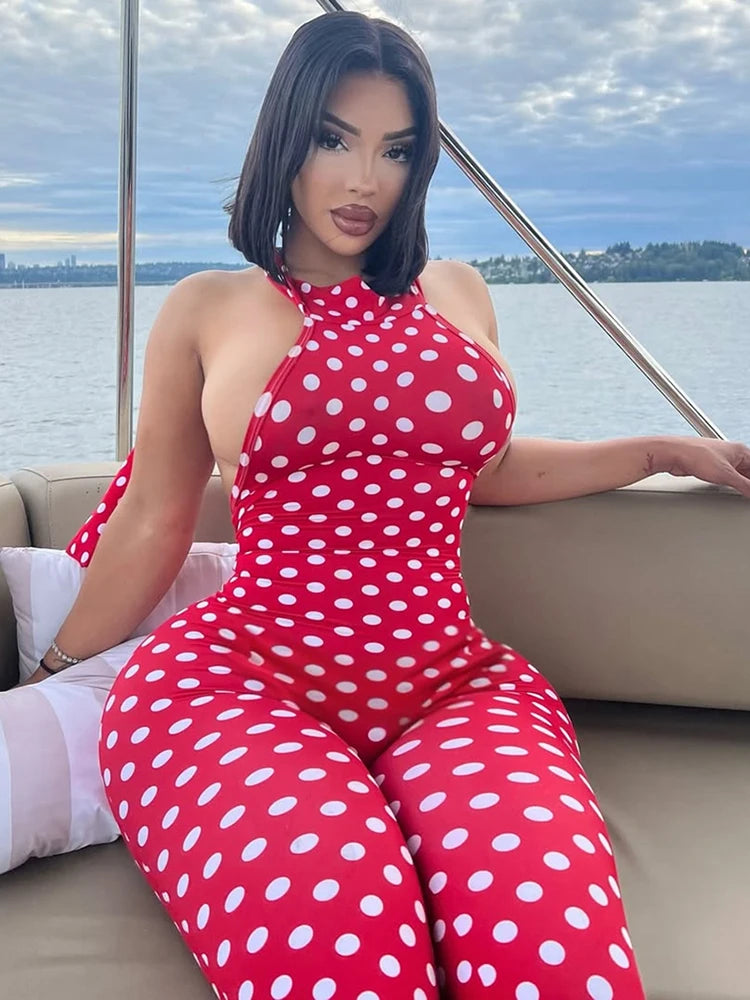 Endicott Backless Playsuits Halter Off Shoulder Skinny Stretch Wrap Jumpsuit