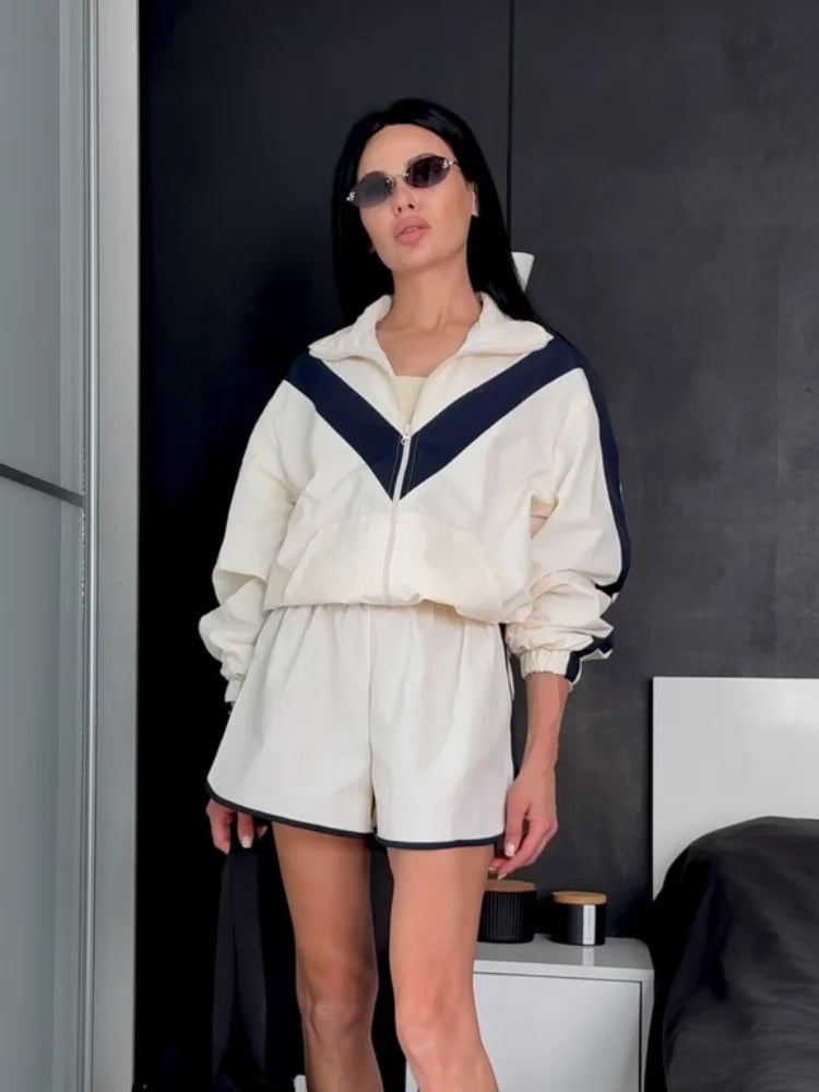 Rita Long Sleeve Zipper Ruched Loose Two Piece Sets