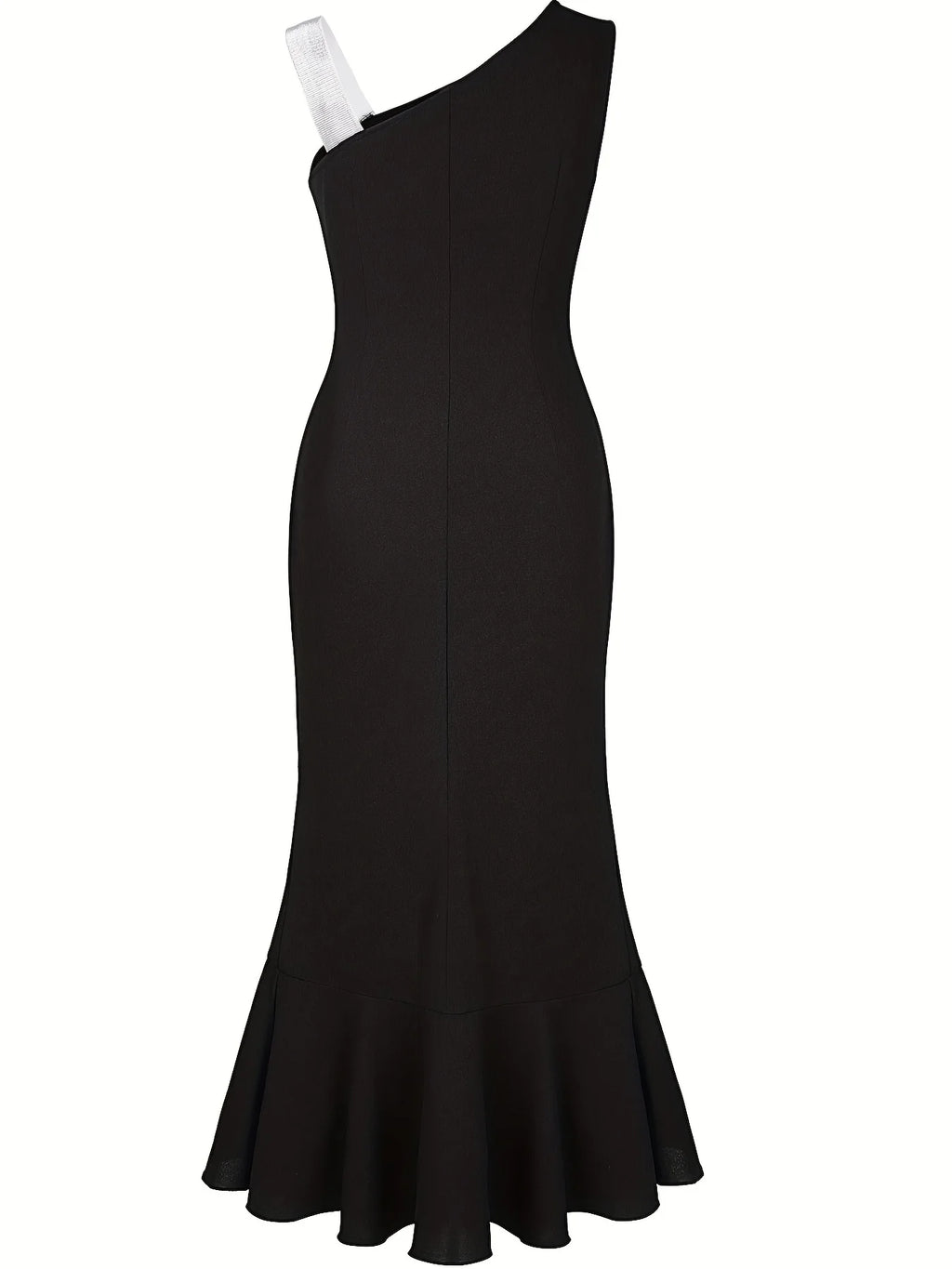 Hardwick Sexy One Shoulder High Split Sleeveless Ruffle Formal Cocktail Maxi Dress