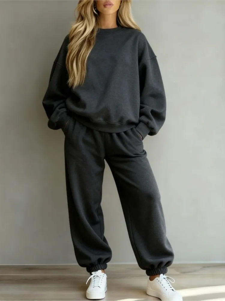 Diana Long-sleeved Casual Loose Fitting Two Piece Sets