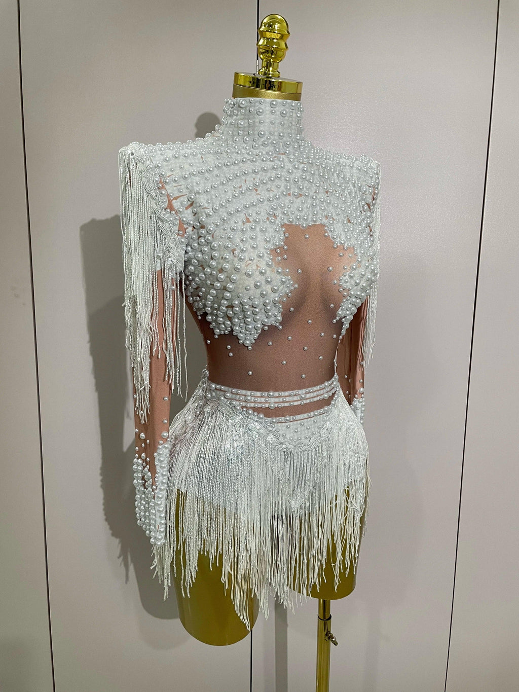 Chambersburg Sparkly Rhinestone Sequin Tassel Stretch Jumpsuit