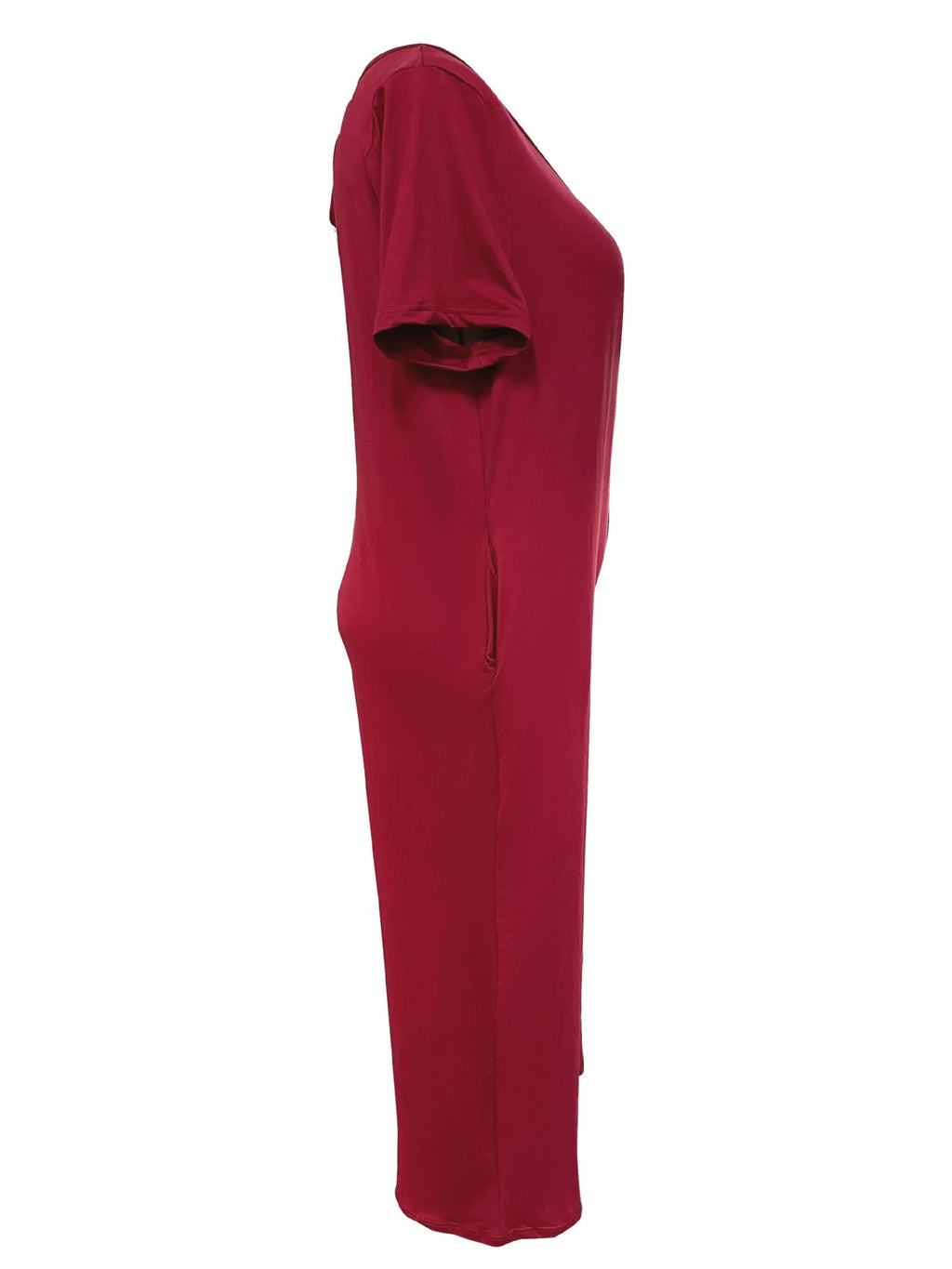 Plus Size Summer Women's Solid Color Jumpsuit with Pockets Casual Fashion