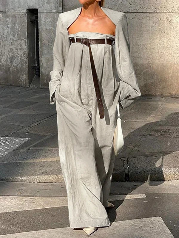 Women's Fashion JumpSuit Long Sleeves Collarless Jumpsuits