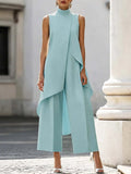 Mila Irregular Sleeveless Elegant Commuter Two Piece Sets